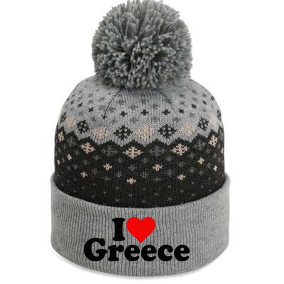 I Love Heart Greece The Baniff Cuffed Pom Beanie