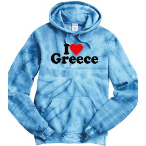 I Love Heart Greece Tie Dye Hoodie