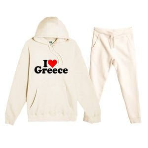 I Love Heart Greece Premium Hooded Sweatsuit Set