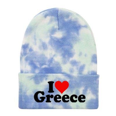 I Love Heart Greece Tie Dye 12in Knit Beanie