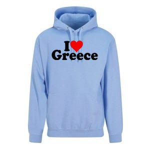 I Love Heart Greece Unisex Surf Hoodie