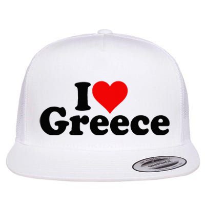 I Love Heart Greece Flat Bill Trucker Hat