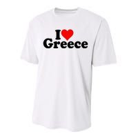 I Love Heart Greece Performance Sprint T-Shirt