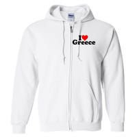 I Love Heart Greece Full Zip Hoodie