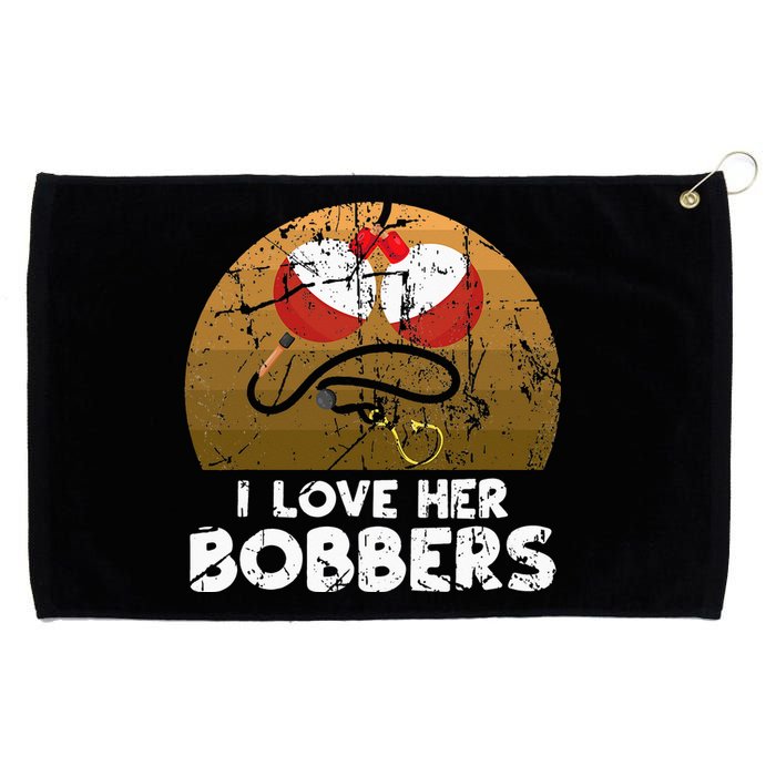 I Love Her Bobbers Funny Matching Fishing His Hers Gift Grommeted Golf Towel