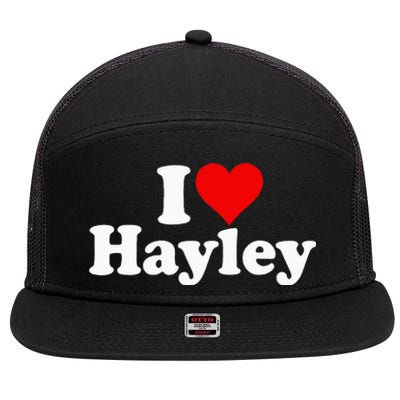 I Love Heart Hayley 7 Panel Mesh Trucker Snapback Hat