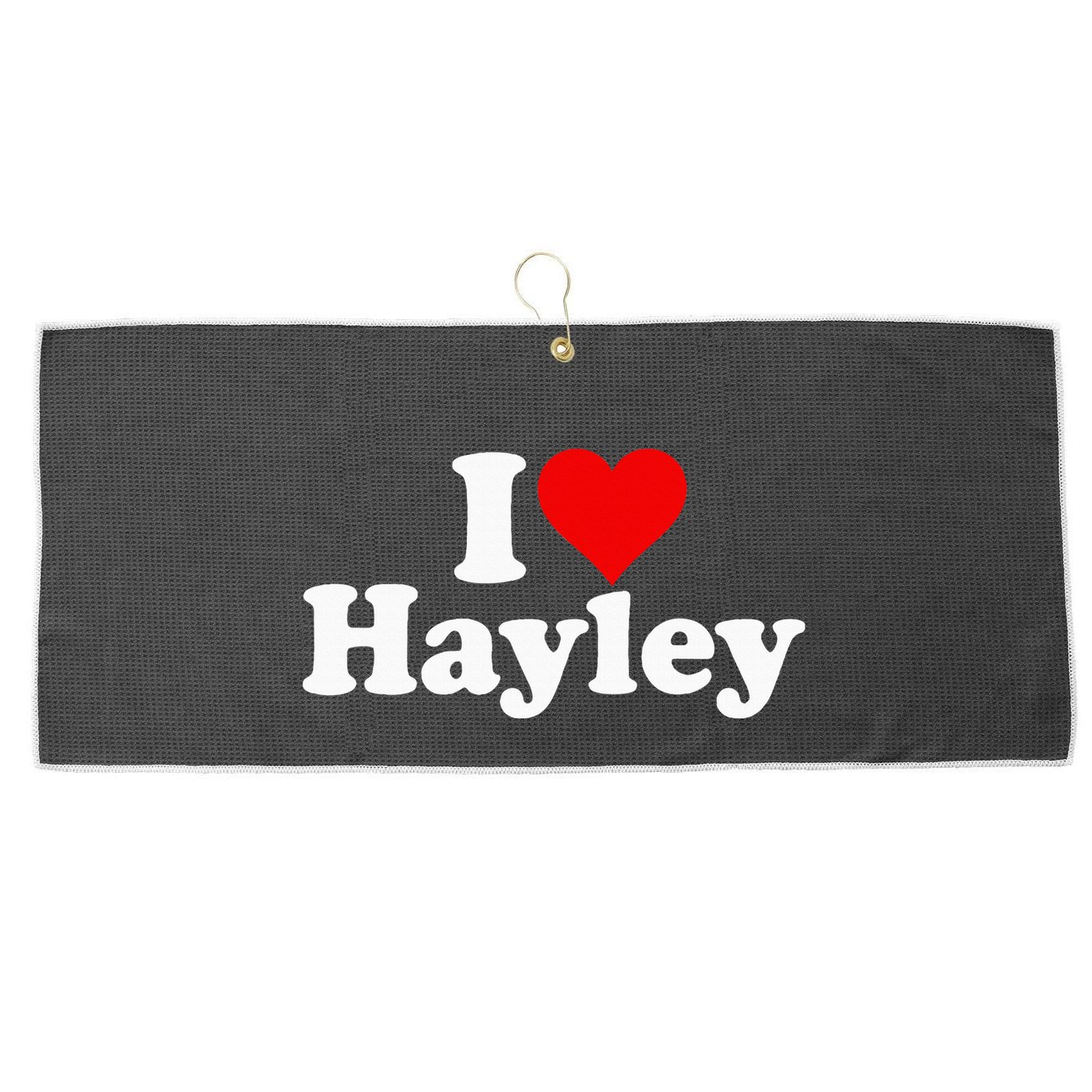 I Love Heart Hayley Large Microfiber Waffle Golf Towel