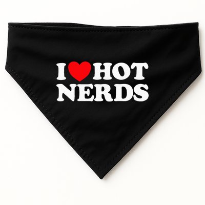 I Love Hot Nerds Funny Geek Science Gamer Smart Thinker Fan USA-Made Doggie Bandana