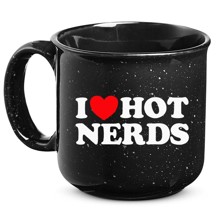 I Love Hot Nerds Funny Geek Science Gamer Smart Thinker Fan 15oz Campfire Ceramic Mug