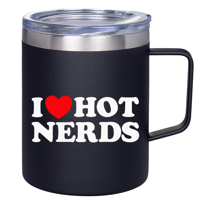 I Love Hot Nerds Funny Geek Science Gamer Smart Thinker Fan 12oz Stainless Steel Coffee Mug