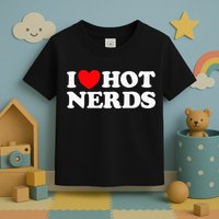 I Love Hot Nerds Funny Geek Science Gamer Smart Thinker Fan Toddler T-Shirt