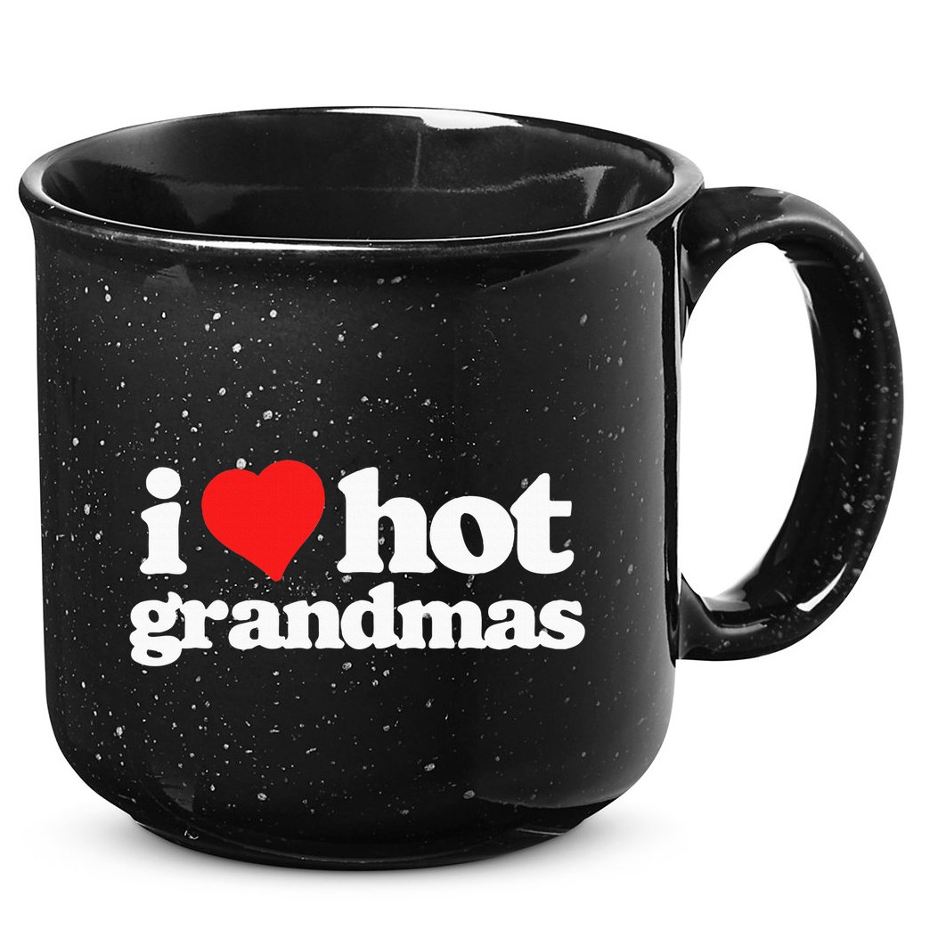 I Love Hot Grandmas Funny 80s Vintage Minimalist Heart 15oz Campfire Ceramic Mug