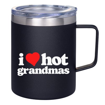 I Love Hot Grandmas Funny 80s Vintage Minimalist Heart 12oz Stainless Steel Coffee Mug