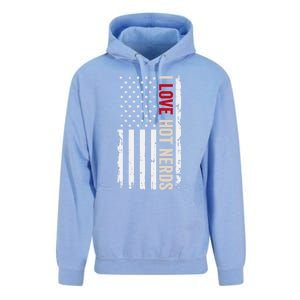 I Love Hot Nerds American Usa Flag Gift Unisex Surf Hoodie