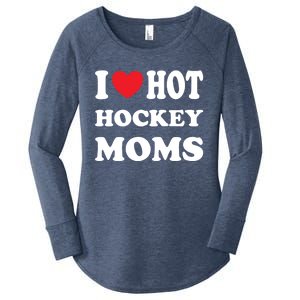 I Love Hot Hockey Moms Funny I Love Moms Gift Women's Perfect Tri Tunic Long Sleeve Shirt