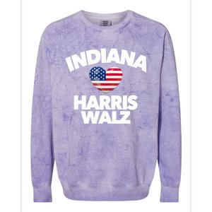 Indiana Loves Harris Walz America Vote Indianapolis Democrat Cute Gift Colorblast Crewneck Sweatshirt