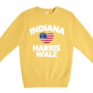 Indiana Loves Harris Walz America Vote Indianapolis Democrat Cute Gift Premium Crewneck Sweatshirt