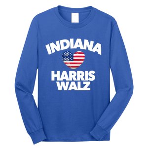 Indiana Loves Harris Walz America Vote Indianapolis Democrat Cute Gift Long Sleeve Shirt