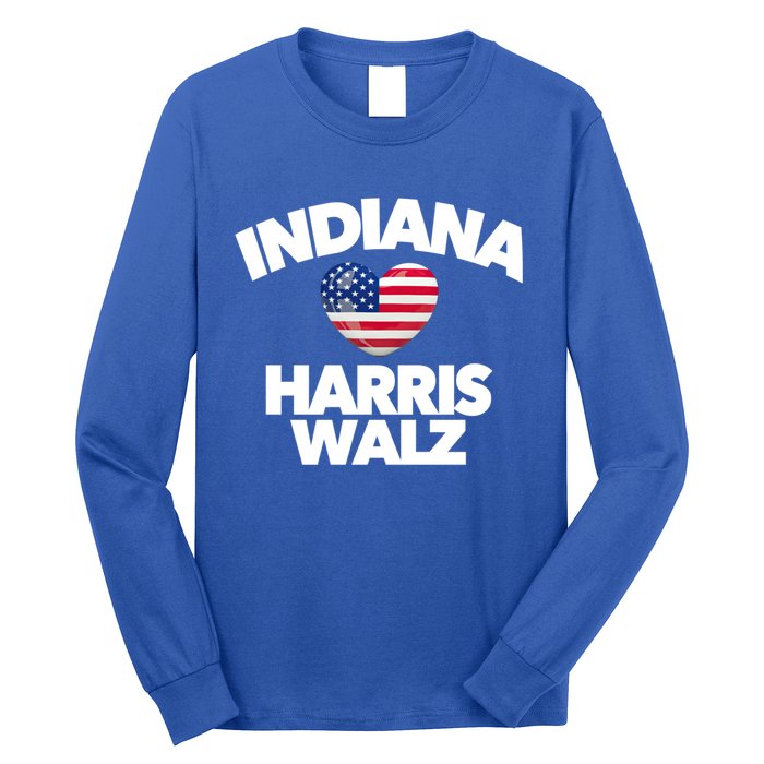 Indiana Loves Harris Walz America Vote Indianapolis Democrat Cute Gift Long Sleeve Shirt