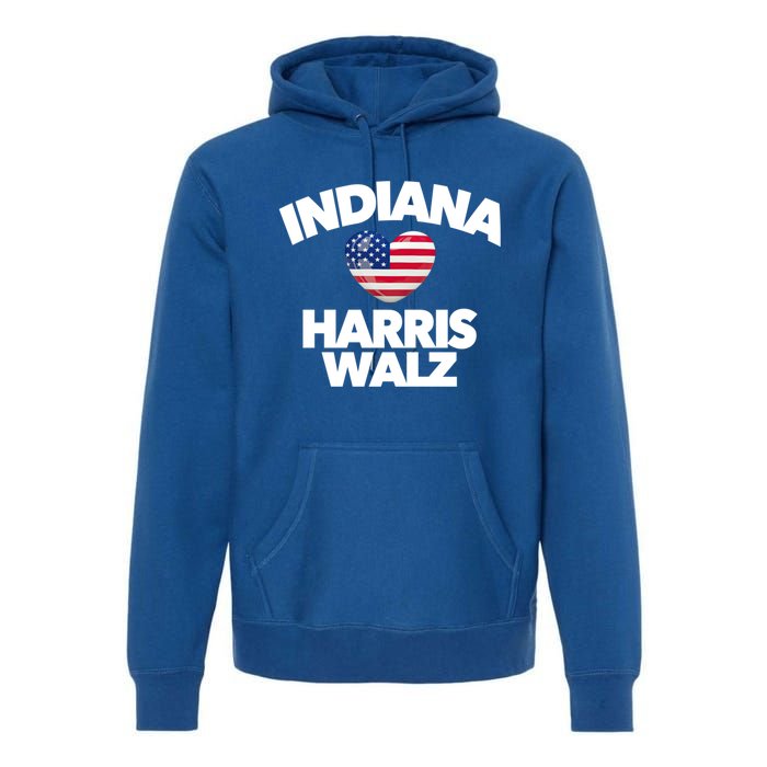 Indiana Loves Harris Walz America Vote Indianapolis Democrat Cute Gift Premium Hoodie