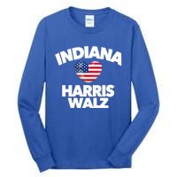 Indiana Loves Harris Walz America Vote Indianapolis Democrat Cute Gift Tall Long Sleeve T-Shirt