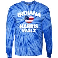 Indiana Loves Harris Walz America Vote Indianapolis Democrat Cute Gift Tie-Dye Long Sleeve Shirt