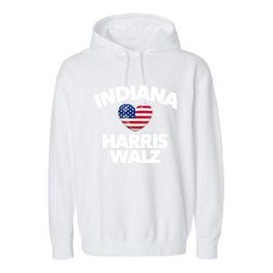 Indiana Loves Harris Walz America Vote Indianapolis Democrat Cute Gift Garment-Dyed Fleece Hoodie