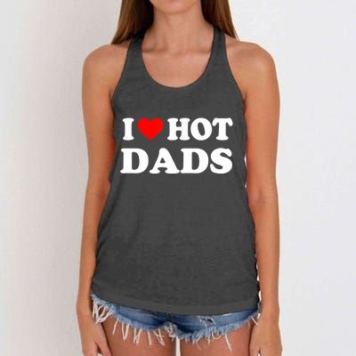 I Love Hot Dads Shirt I Heart Hot Dads Shirt Love Hot Dads Women's Knotted Racerback Tank