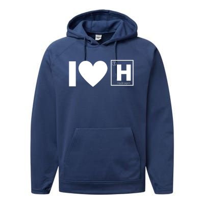 I Love Hydrogen Vehicles H Symbol Periodic Table Fuel Cells FCE Vehicles Performance Fleece Hoodie