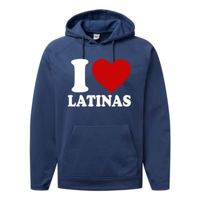 I Love Heart Latinas Performance Fleece Hoodie