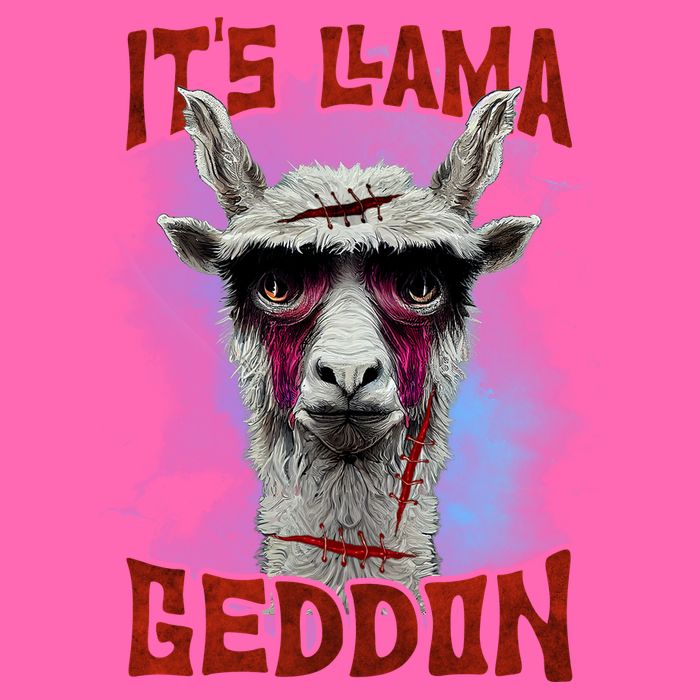 It's Llamageddon Halloween Llama Zombie Funny Spooky Costumes Graphic Plus Size Stripe Pom Pom Beanie