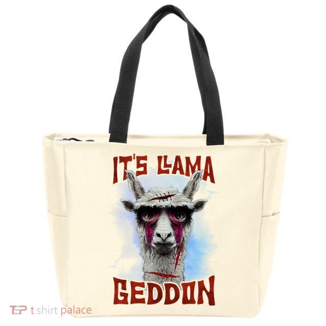 It's Llamageddon Halloween Llama Zombie Funny Spooky Costumes Graphic Plus Size Zip Tote Bag