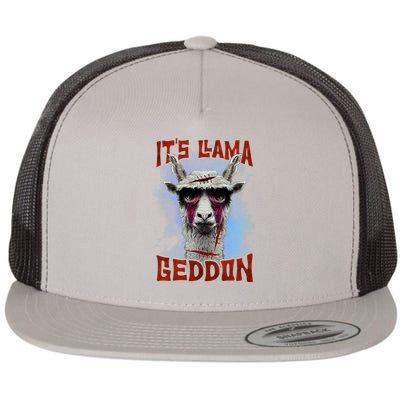 It's Llamageddon Halloween Llama Zombie Funny Spooky Costumes Graphic Plus Size Flat Bill Trucker Hat