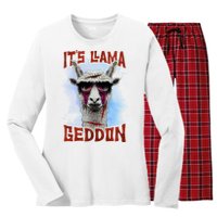It's Llamageddon Halloween Llama Zombie Funny Spooky Costumes Graphic Plus Size Women's Long Sleeve Flannel Pajama Set 