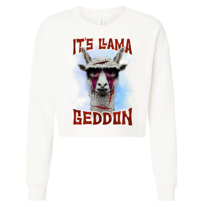 It's Llamageddon Halloween Llama Zombie Funny Spooky Costumes Graphic Plus Size Cropped Pullover Crew
