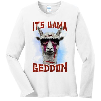 It's Llamageddon Halloween Llama Zombie Funny Spooky Costumes Graphic Plus Size Ladies Long Sleeve Shirt