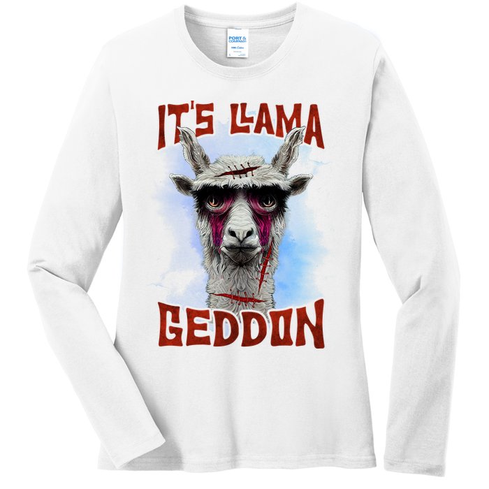 It's Llamageddon Halloween Llama Zombie Funny Spooky Costumes Graphic Plus Size Ladies Long Sleeve Shirt