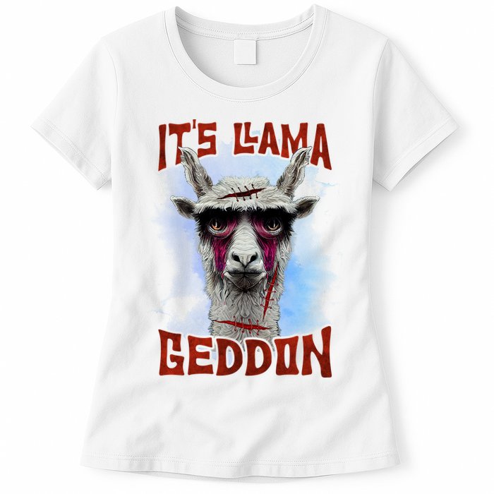 It's Llamageddon Halloween Llama Zombie Funny Spooky Costumes Graphic Plus Size Womens T-Shirt