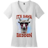 It's Llamageddon Halloween Llama Zombie Funny Spooky Costumes Graphic Plus Size Women's V-Neck T-Shirt