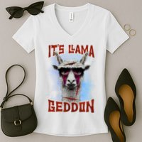 It's Llamageddon Halloween Llama Zombie Funny Spooky Costumes Graphic Plus Size Women's V-Neck T-Shirt