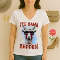 It's Llamageddon Halloween Llama Zombie Funny Spooky Costumes Graphic Plus Size Women's V-Neck T-Shirt