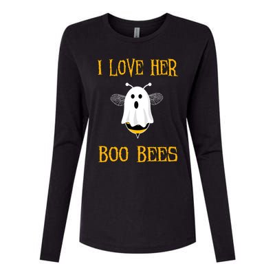 I Love Her Boo Bees Funny Couple Matching Halloween Womens Cotton Relaxed Long Sleeve T-Shirt