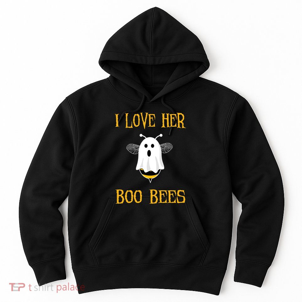 I Love Her Boo Bees Funny Couple Matching Halloween Hoodie