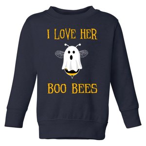 I Love Her Boo Bees Funny Couple Matching Halloween Toddler Sweatshirt