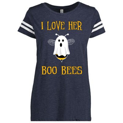 I Love Her Boo Bees Funny Couple Matching Halloween Enza Ladies Jersey Football T-Shirt