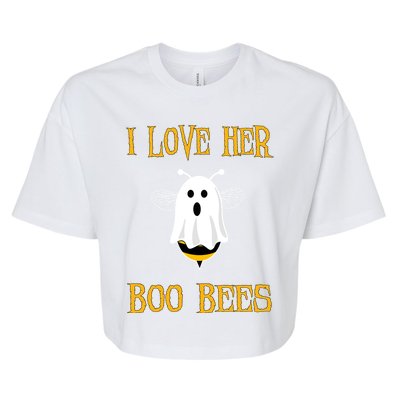 I Love Her Boo Bees Funny Couple Matching Halloween Bella+Canvas Jersey Crop Tee