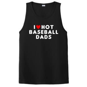 I Love Hot Baseball Dads Funny Red Heart Gift PosiCharge Competitor Tank