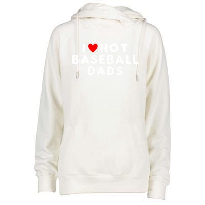 I Love Hot Baseball Dads Funny Red Heart Gift Womens Funnel Neck Pullover Hood