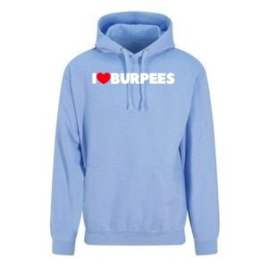 I Love (Heart) Burpees Gift Unisex Surf Hoodie