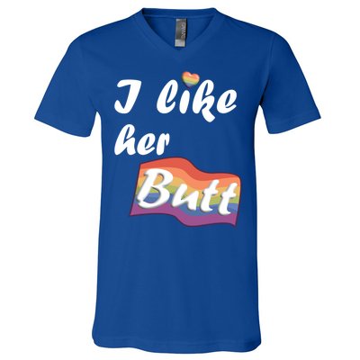 I Like Her Butt For Lgbtq Pride Gift V-Neck T-Shirt